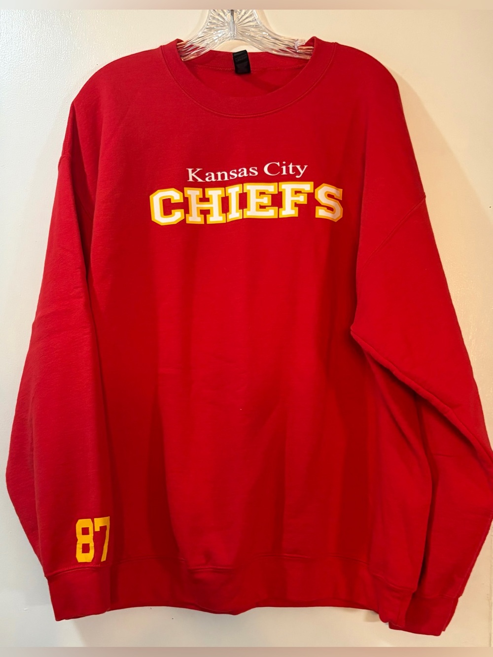 Kansas City Chiefs Red Sweatshirt 87 Travis Kelce Gildan Unisex Sz XL